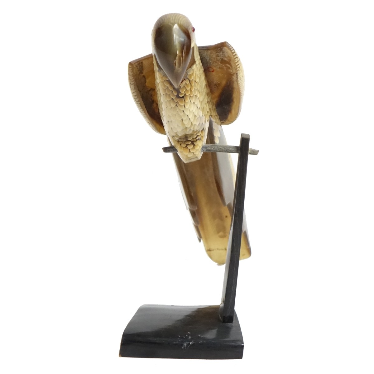 Vintage Hand Carved Horn Model of a Parrot