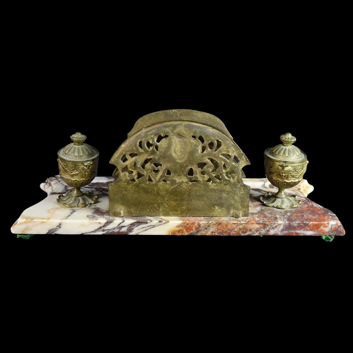 Antique Art Nouveau Bronze and Marble Ink Stand