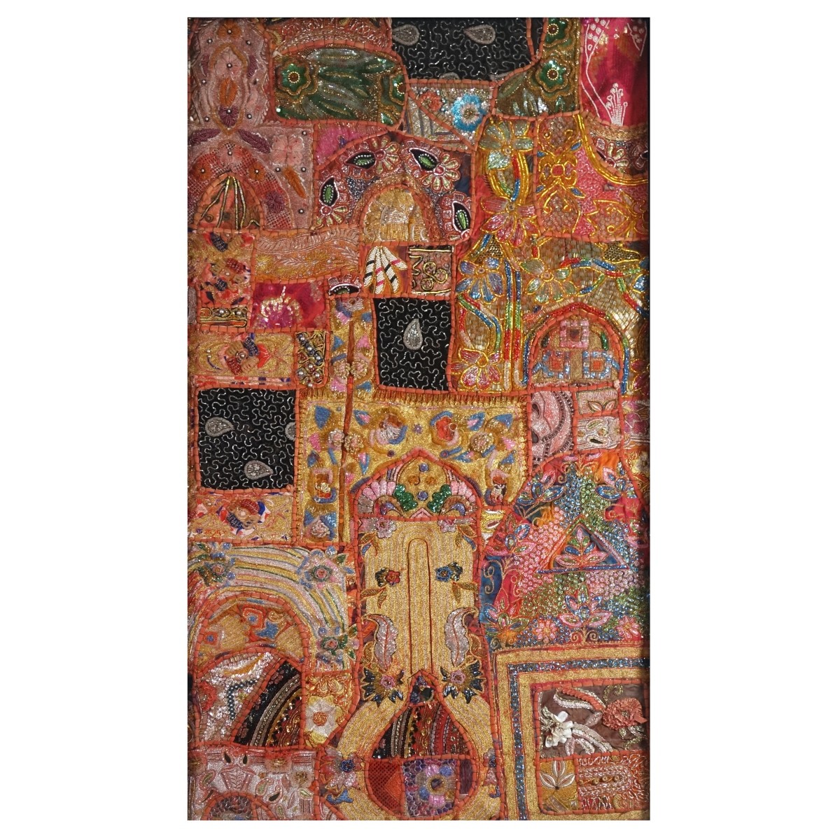 Large Indian Hand Embroidered Patchwork Tapestry