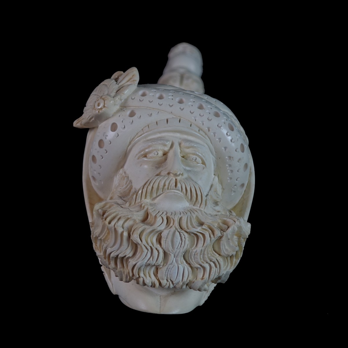 Large Carved Figural Relief Meerschaum Pipe