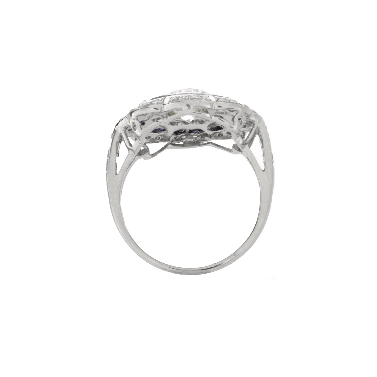 Diamond, Sapphire and Platinum Ring