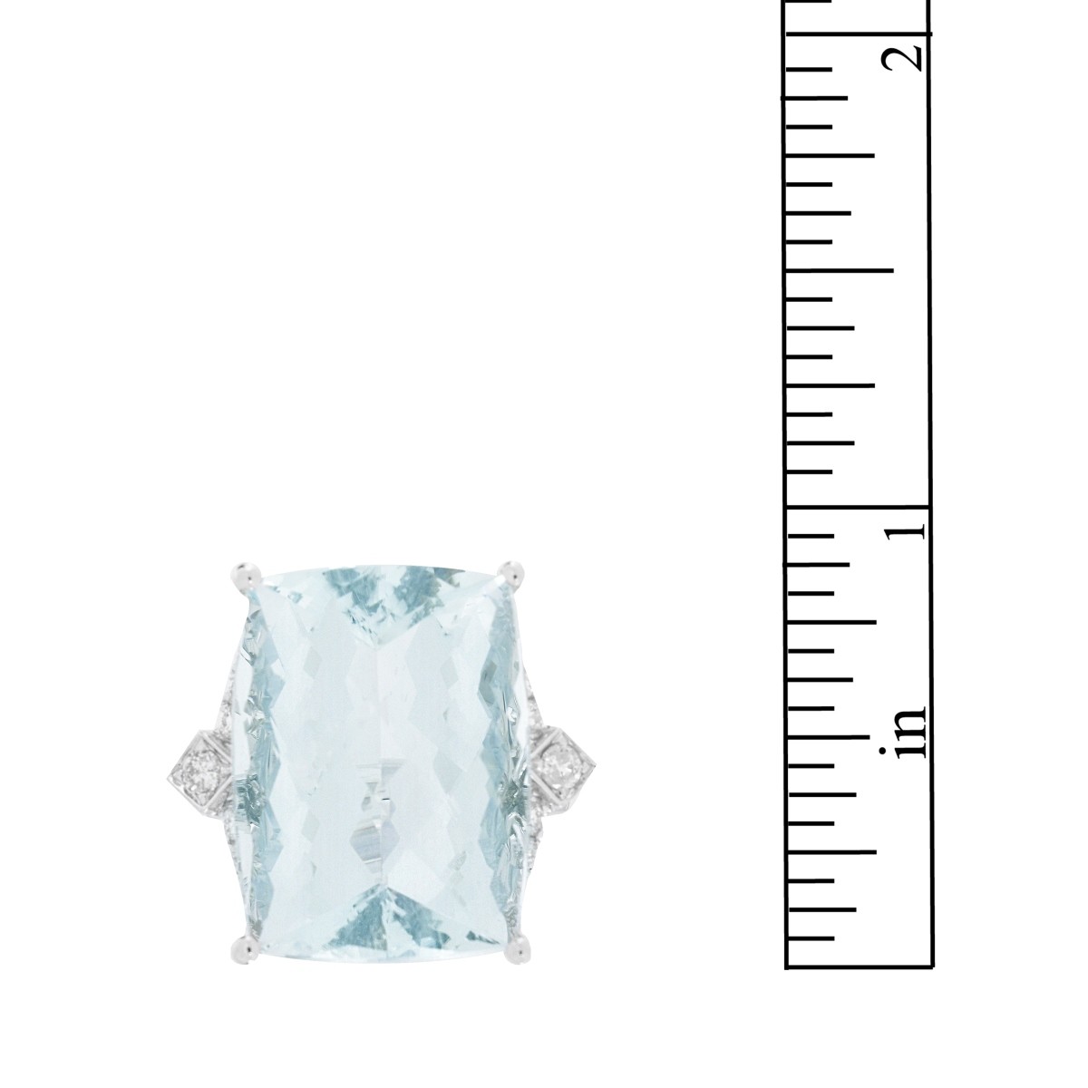Aquamarine, Diamond and 14K Ring