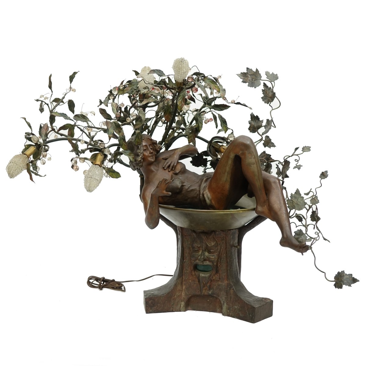 Large Mathurin Moreau Style French Spelter Lamp