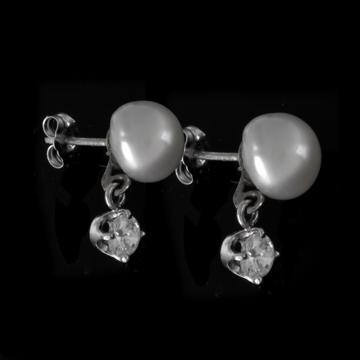 Pearl, Diamond and 14K Earrings