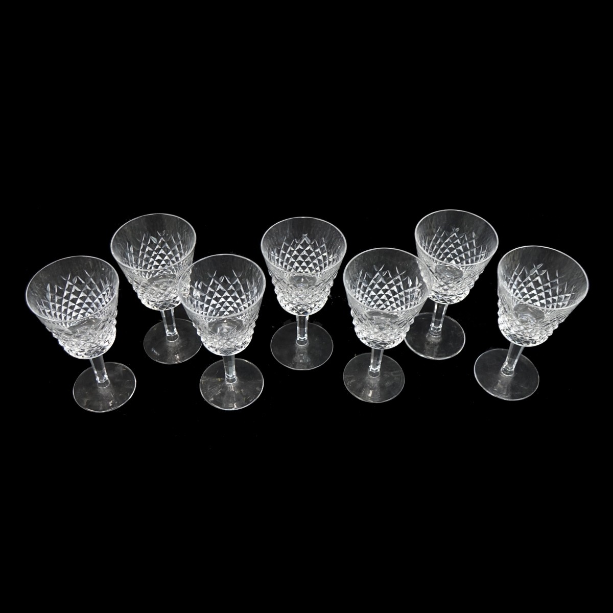 Seven (7) Waterford "Alana" Claret Wine Glasses