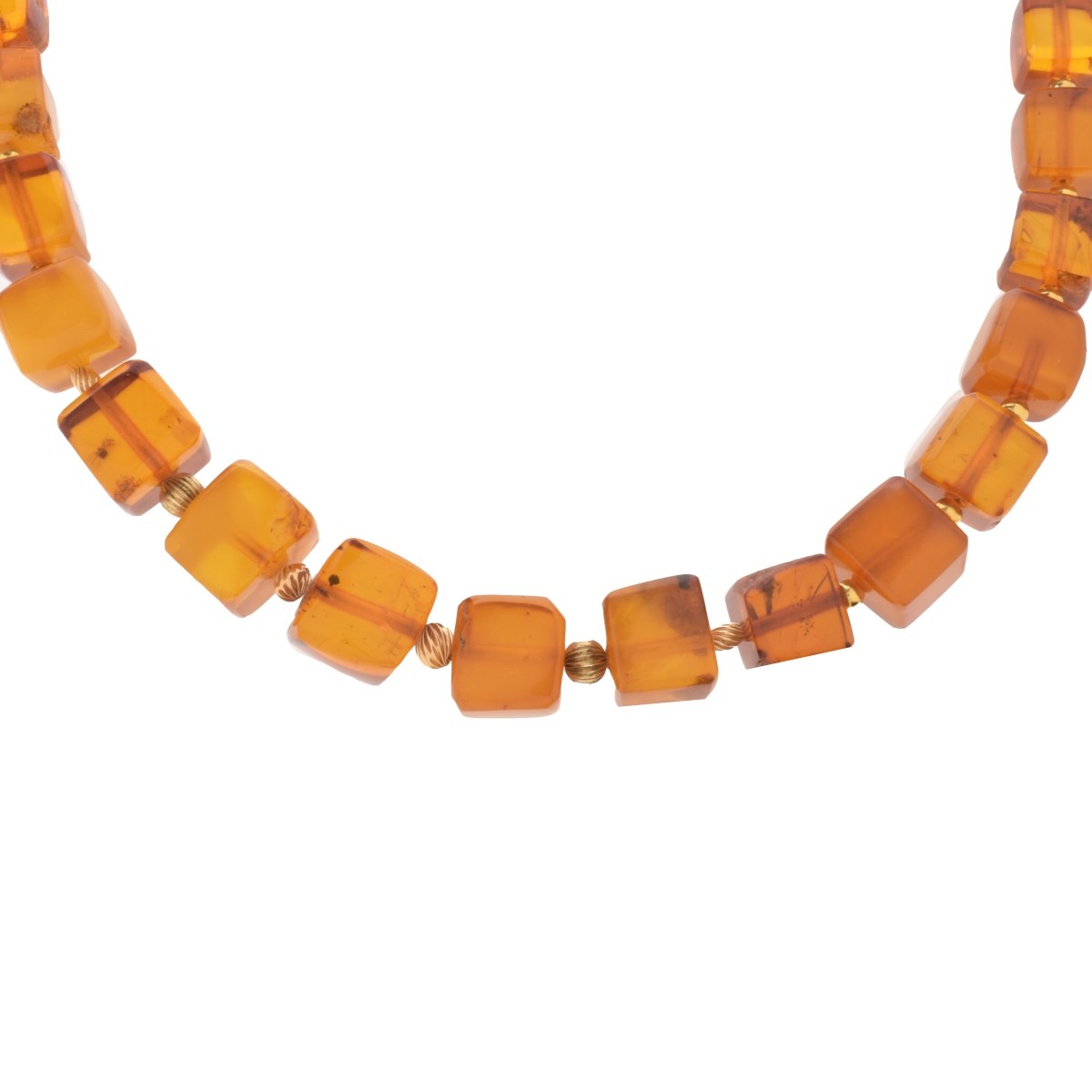 Vintage Amber and Gold Beaded Necklace