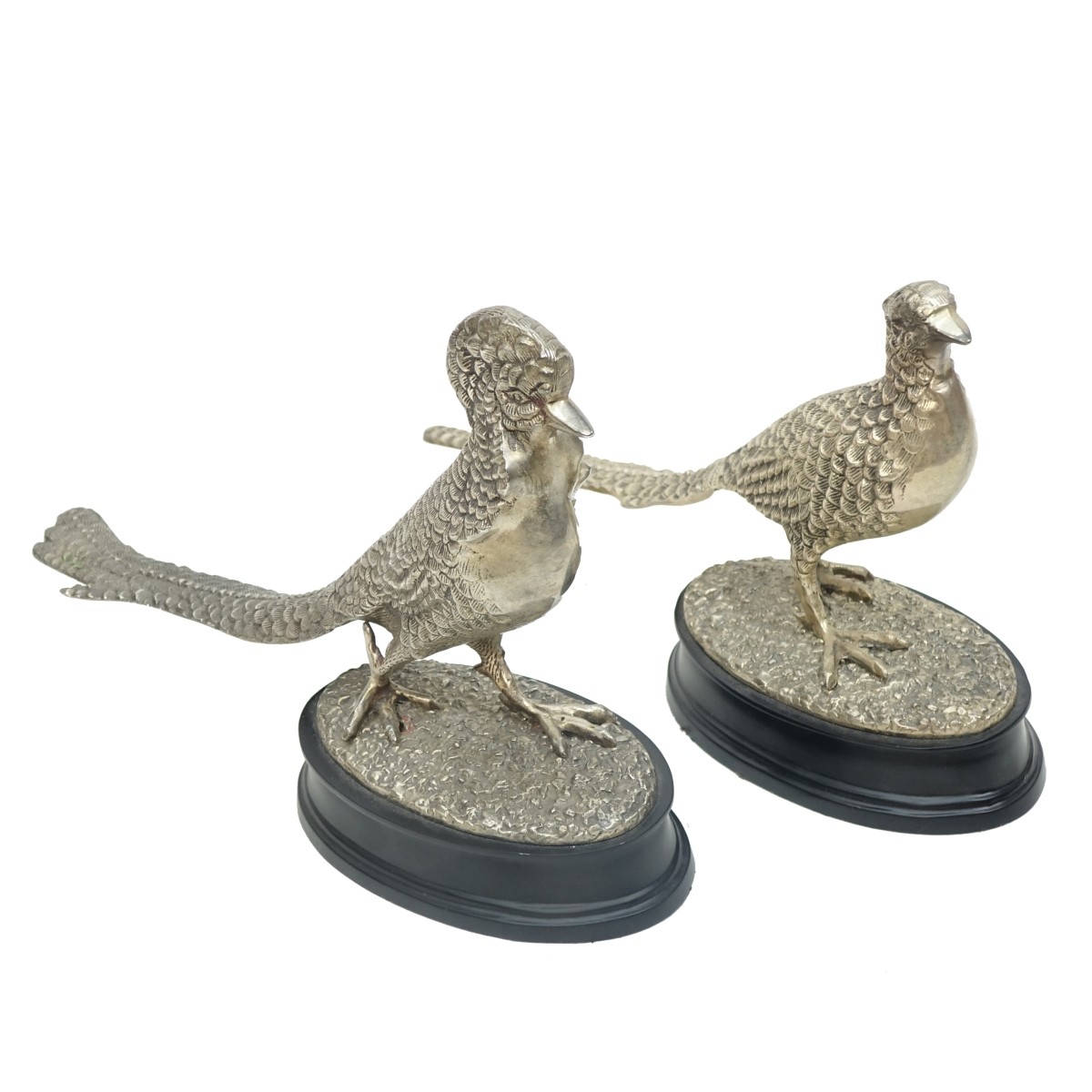 Two (2) 20th C. Silver Plate Models of Birds