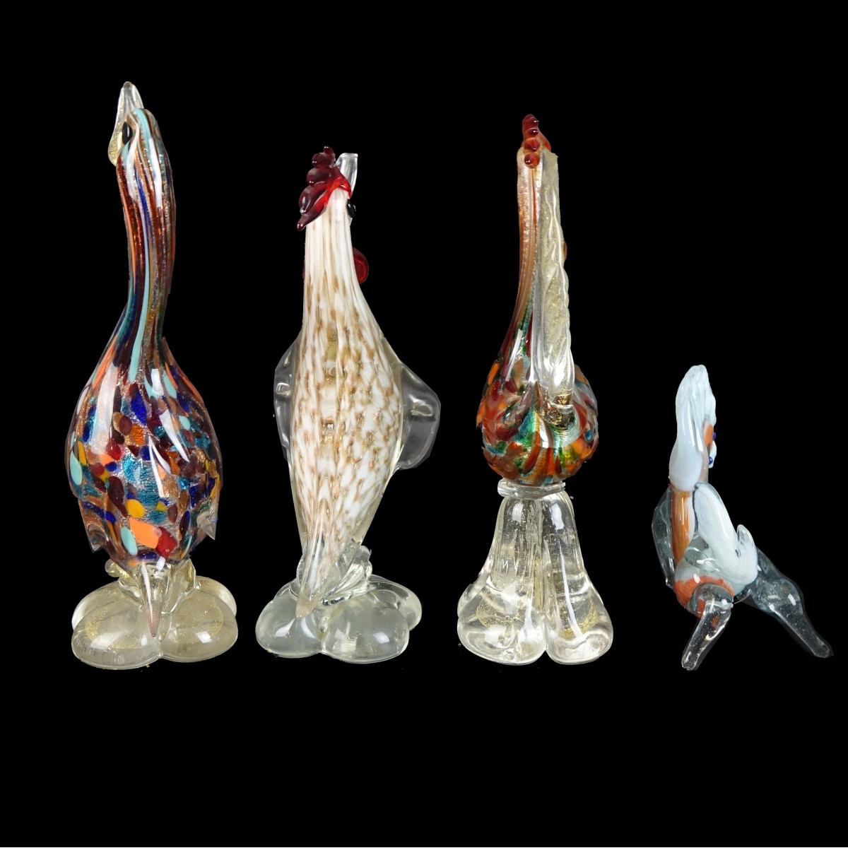 Four (4) Vintage Murano Glass Animal Figurines