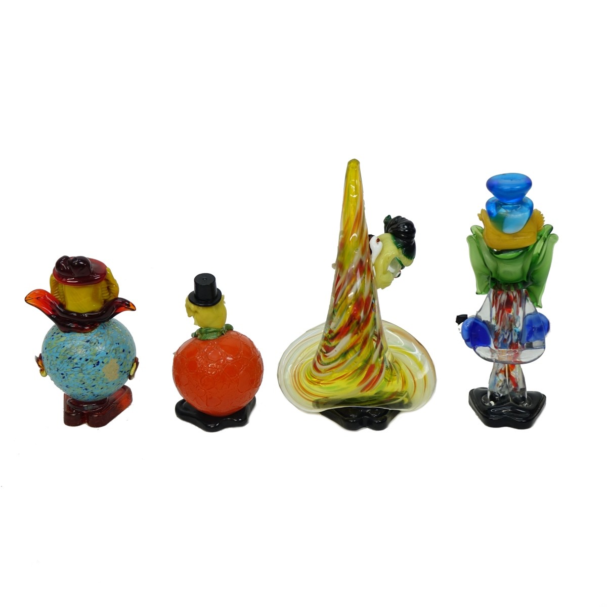 Four (4) Vintage Murano Art Glass Clowns Figurines