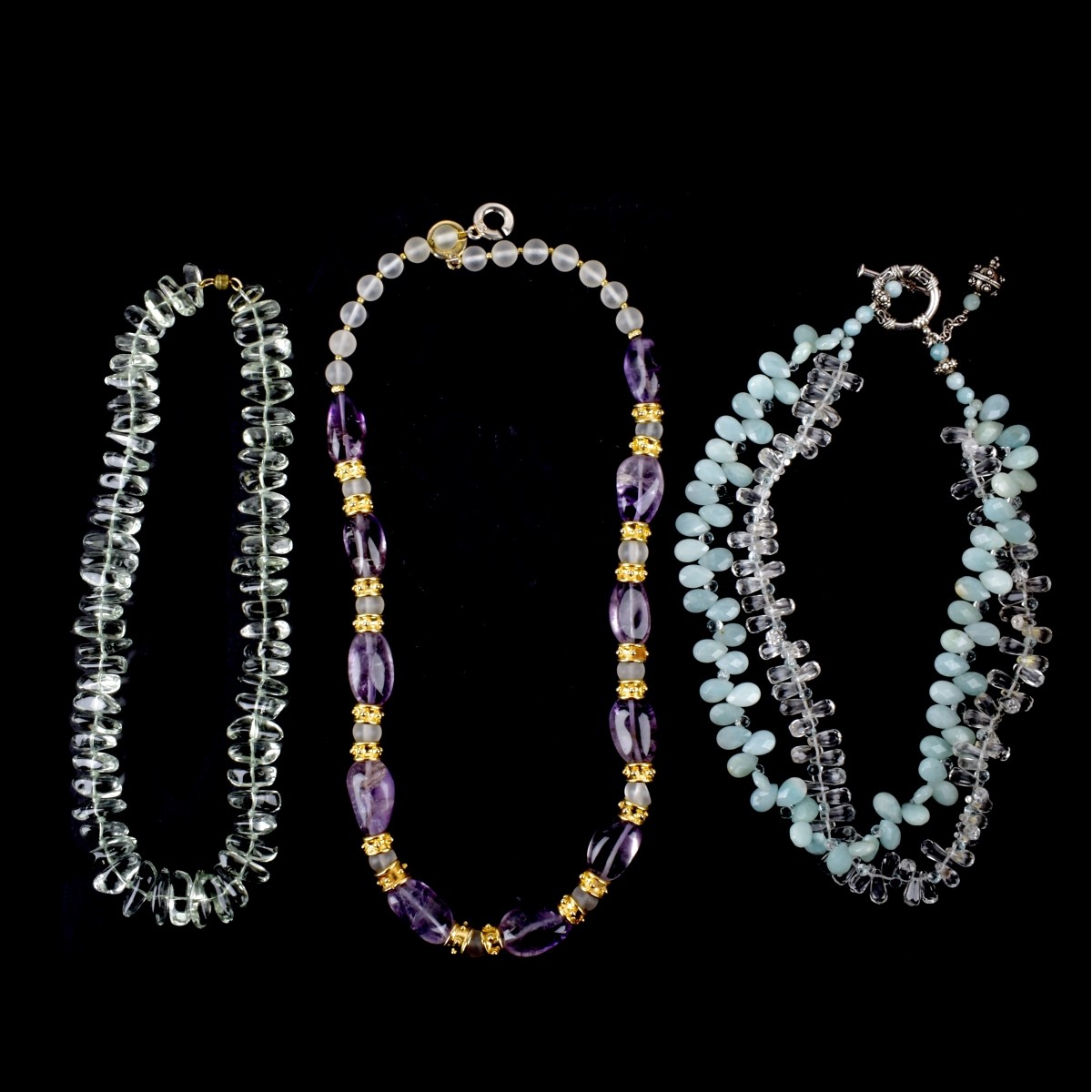 Three Gemstone Beaded Necklaces