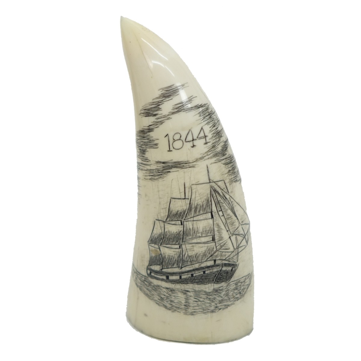 Two (2) Scrimshaw Tooth Carvings