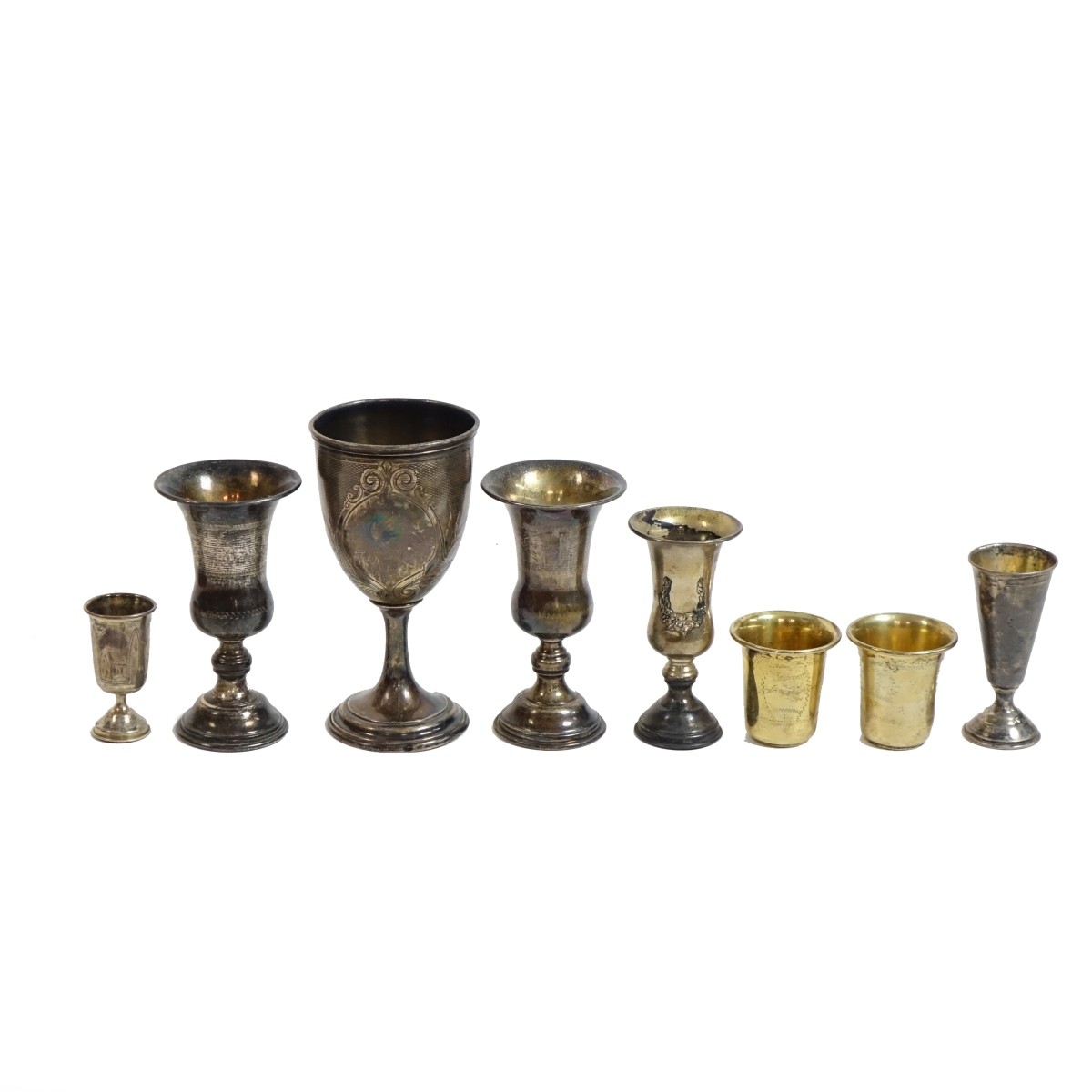 Eight (8) Vintage Sterling Kiddush Cups