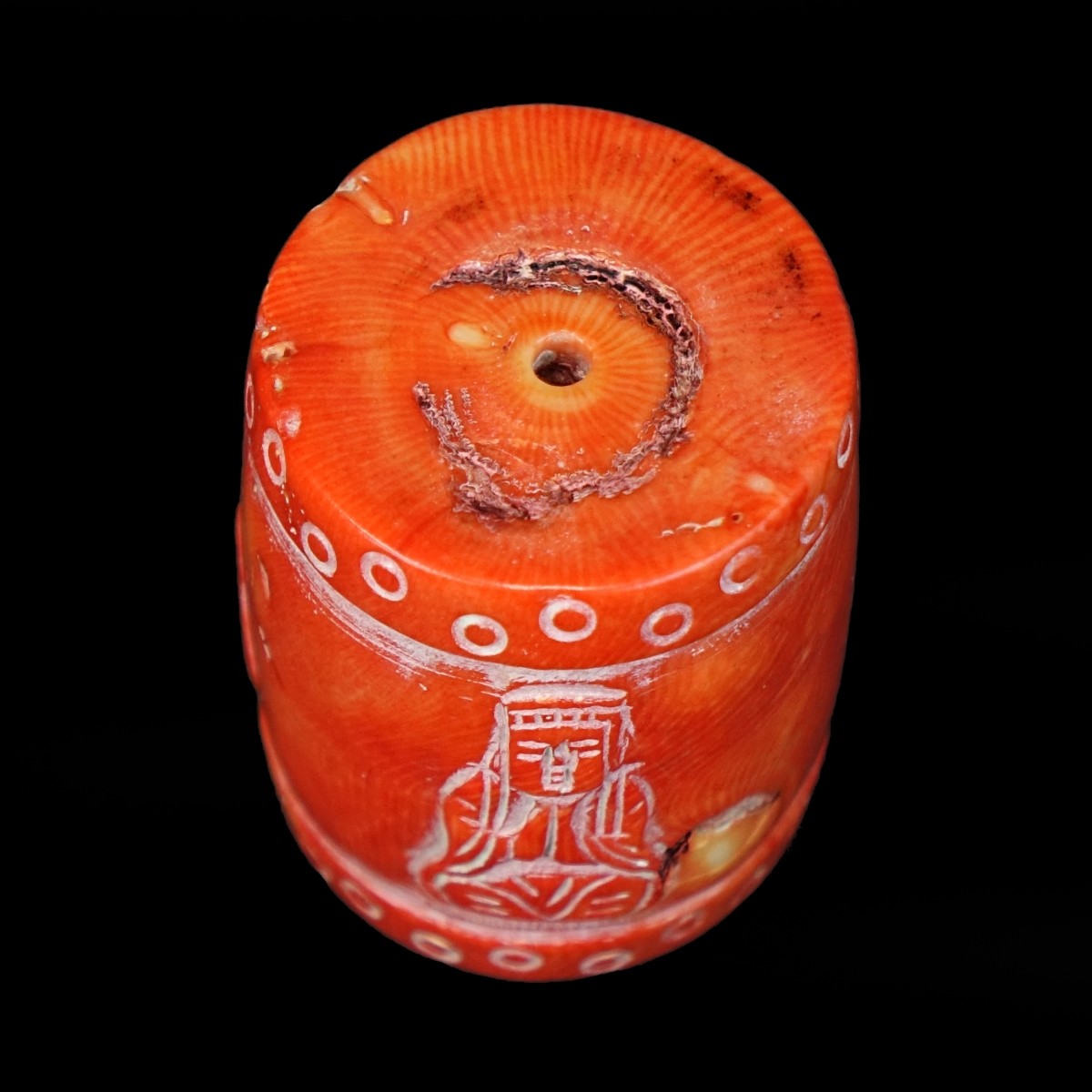 Chinese Coral Barrel Bead