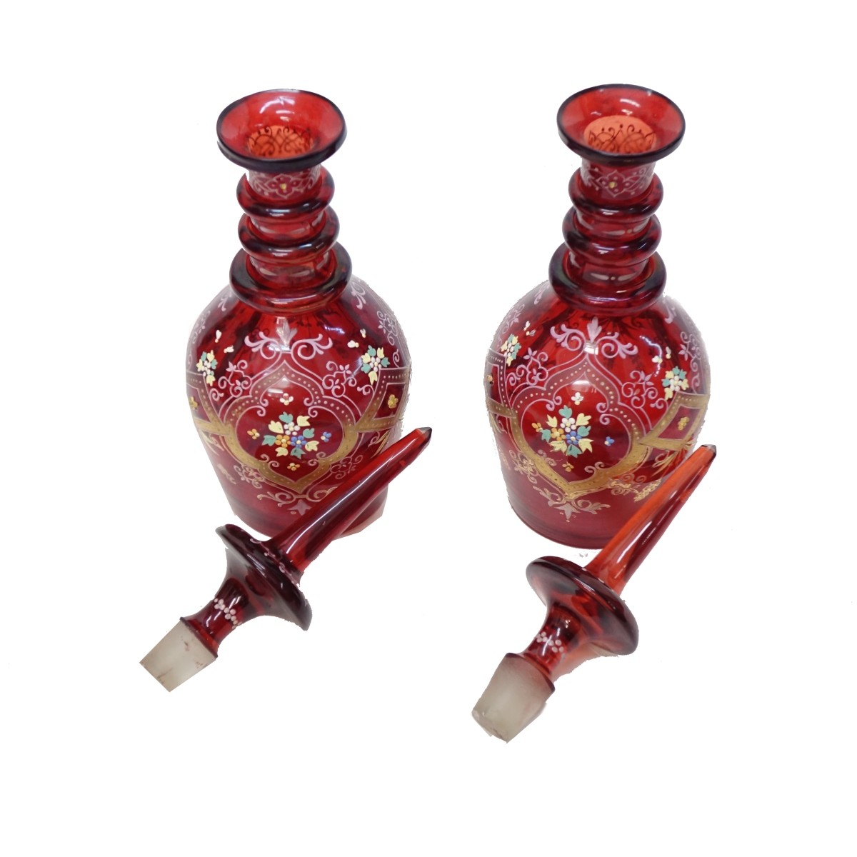 Pair of Bohemian Glass Decanters