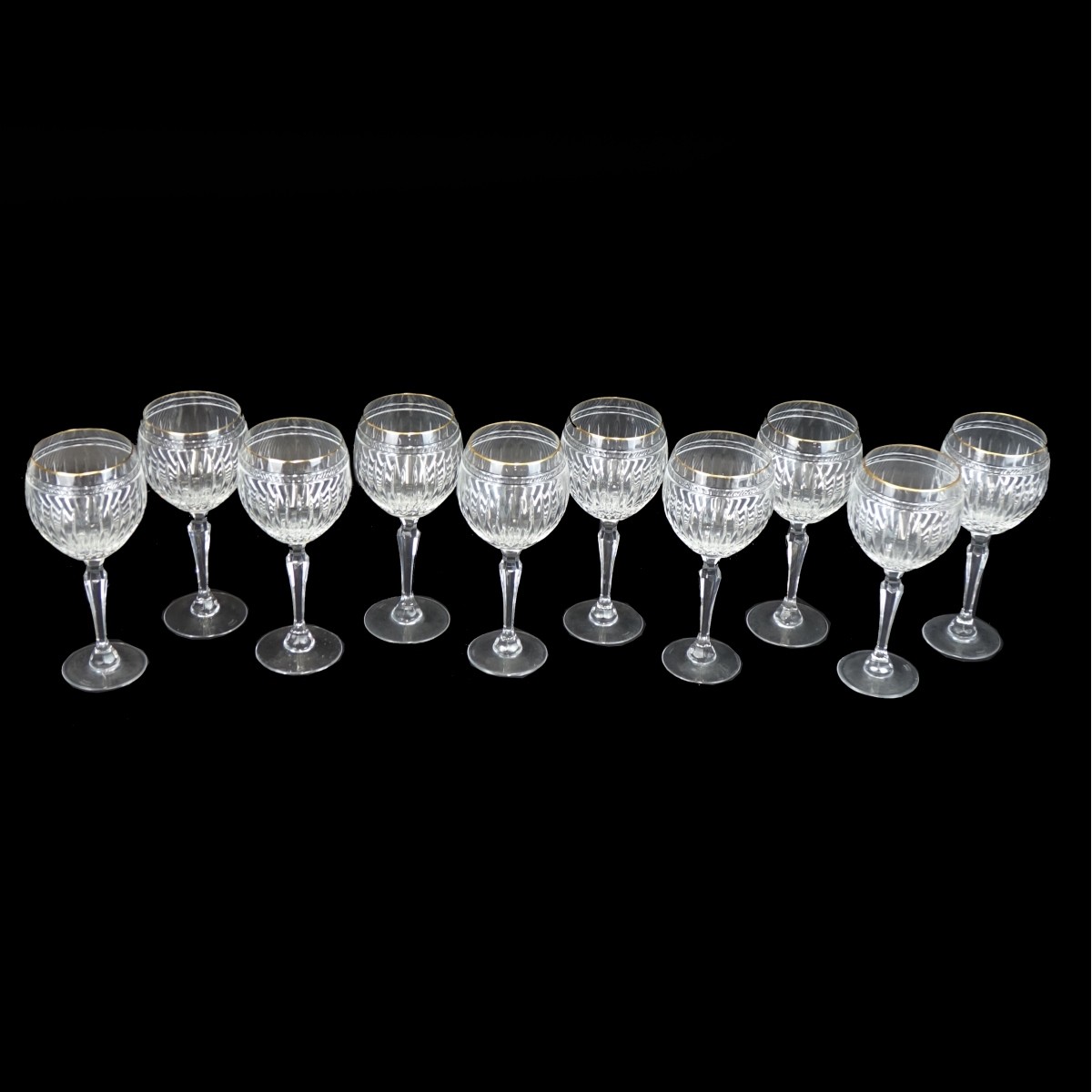 (10) Waterford Marquis "Hanover Gold" Wine Glasses
