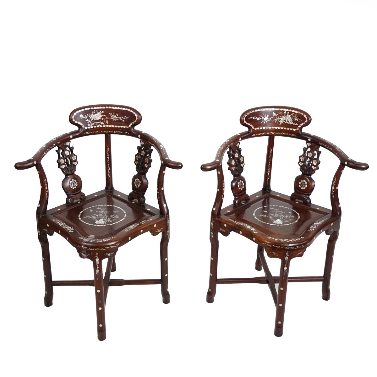 Pair of Chinese Hardwood/MOP Chairs