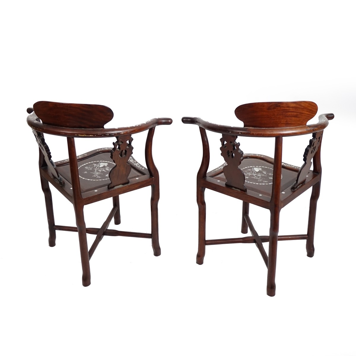 Pair of Chinese Hardwood/MOP Chairs