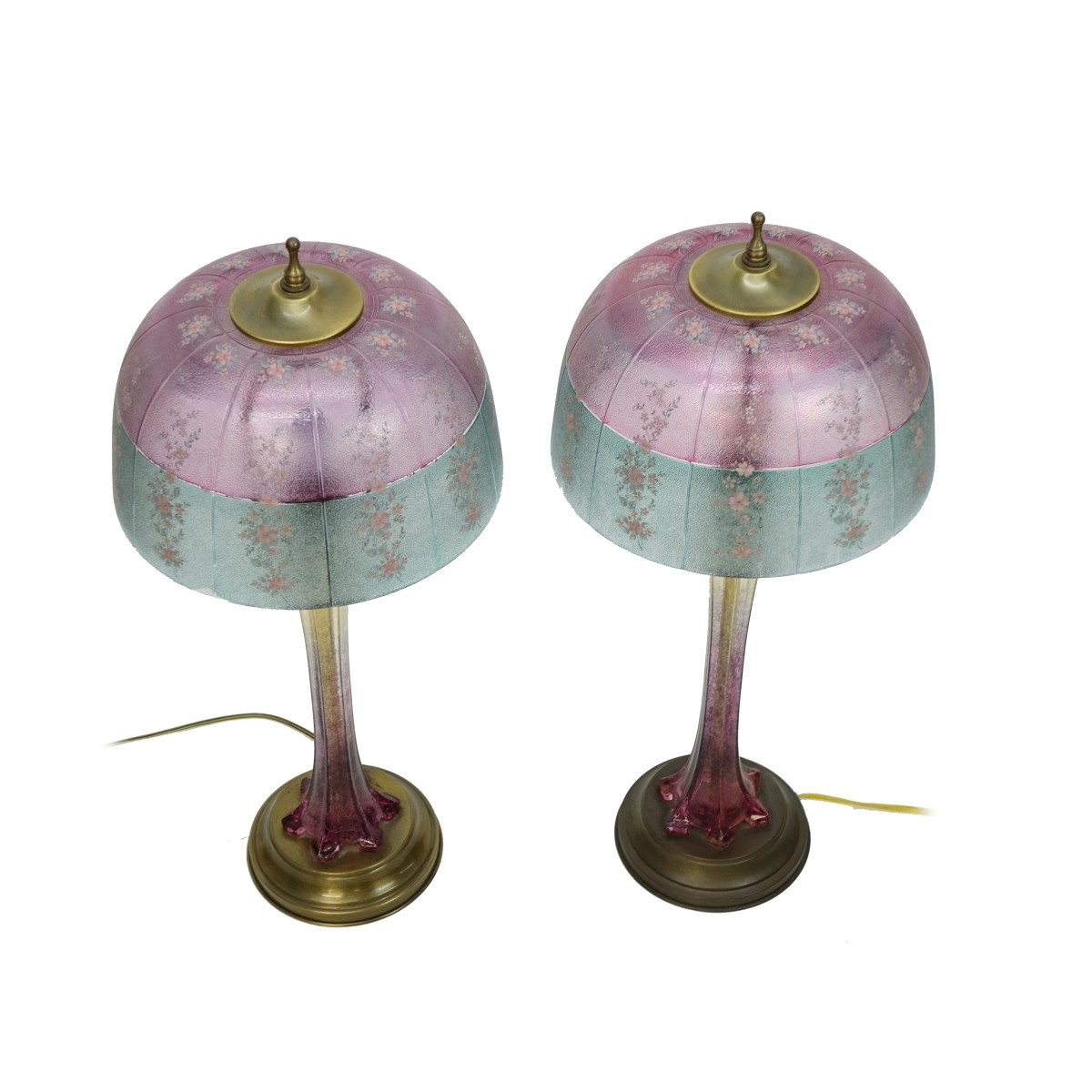Pair of Vintage Cranberry Glass Lamps