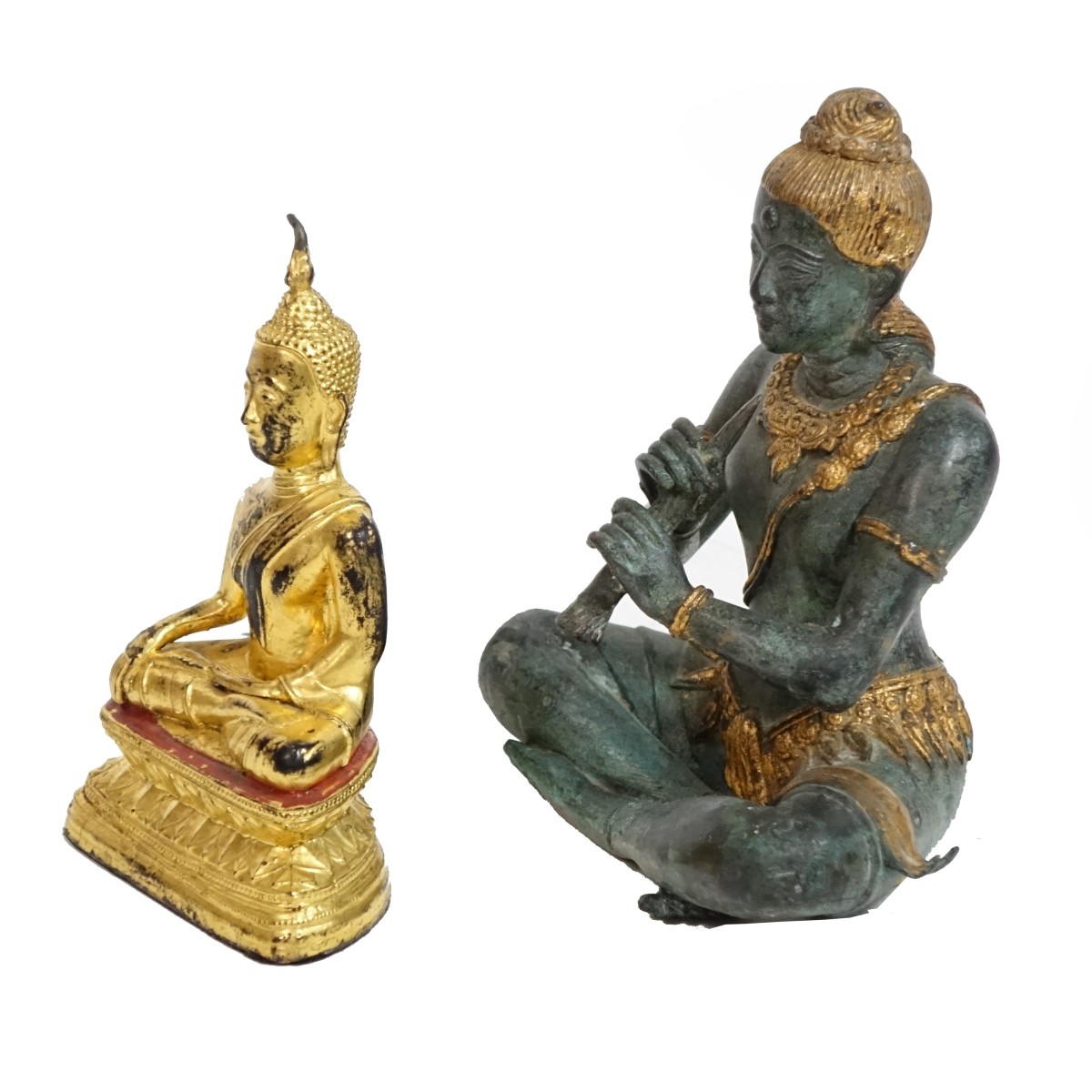 Two (2) Vintage Thai Bronze Seated Figures