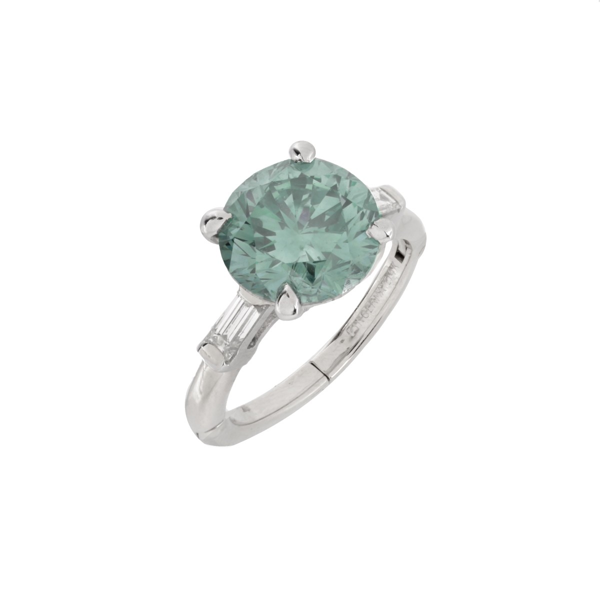 Greenish Blue Diamond Engagement Ring