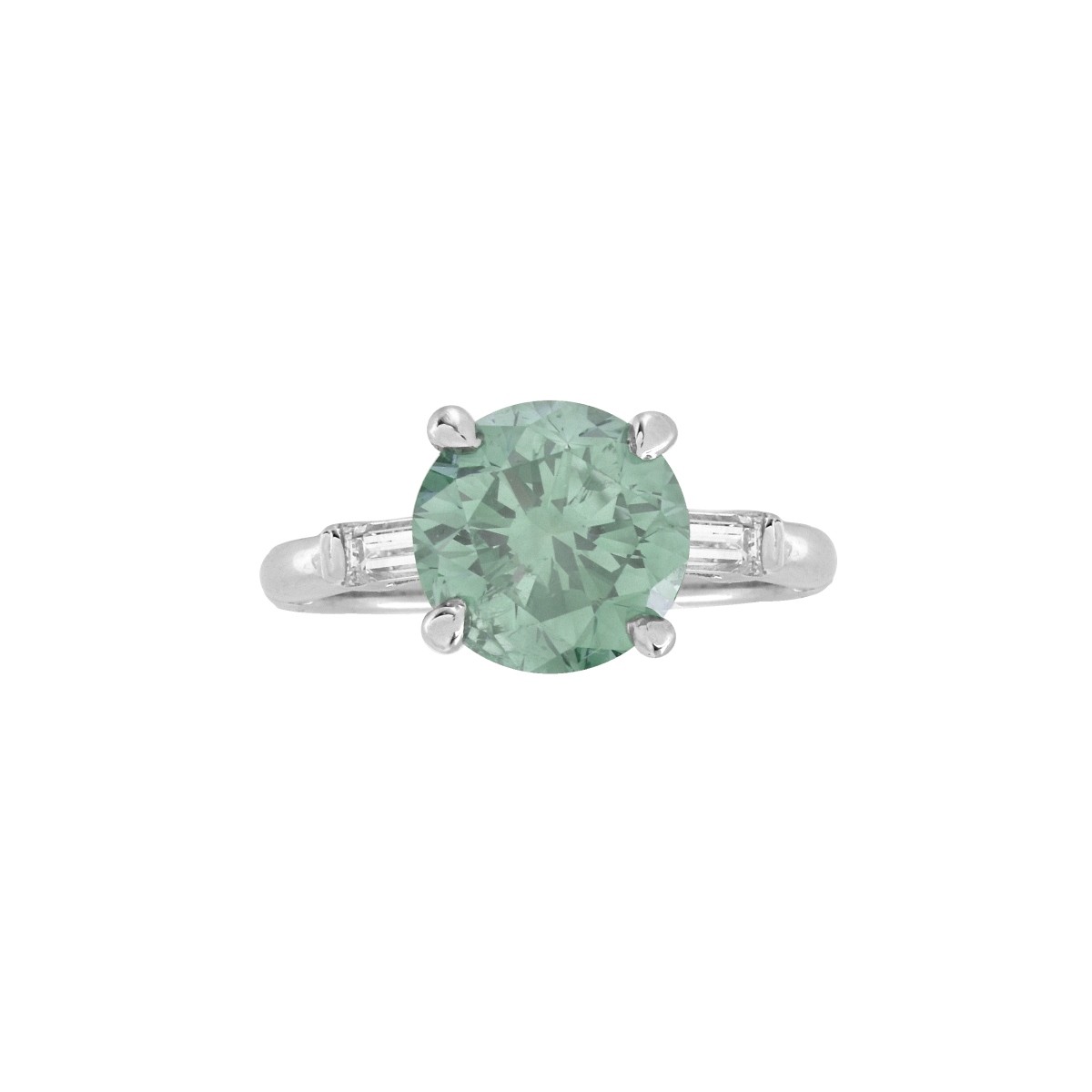 Greenish Blue Diamond Engagement Ring