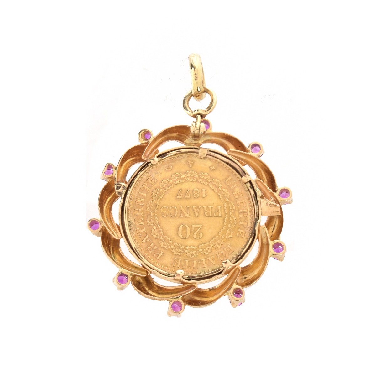 French 1877 20 Francs Coin Pendant