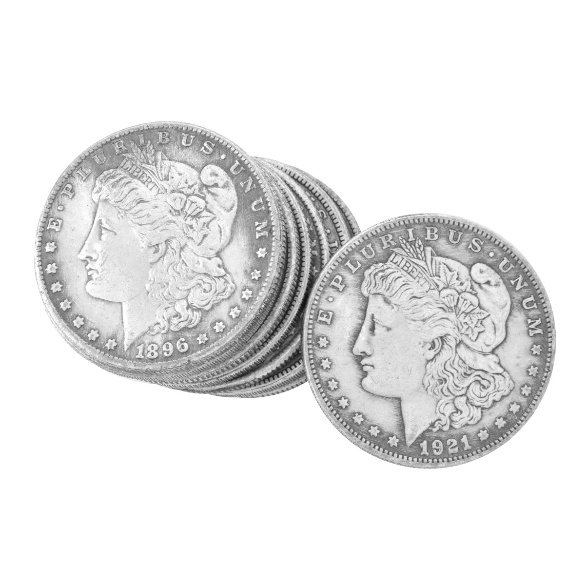 Eight US Morgan Silver Dollar Coins
