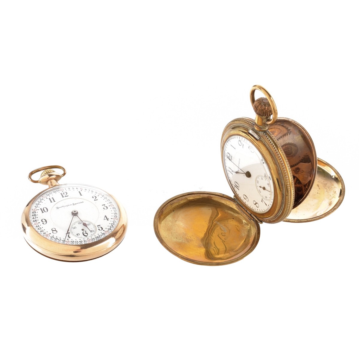 Two Gold Plate Pocket Watches