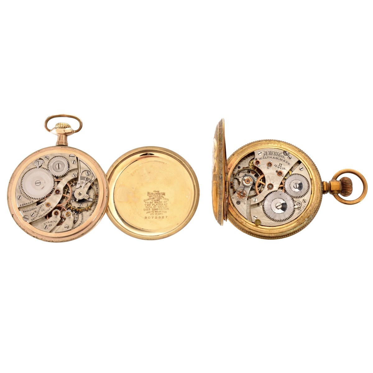Two Gold Plate Pocket Watches