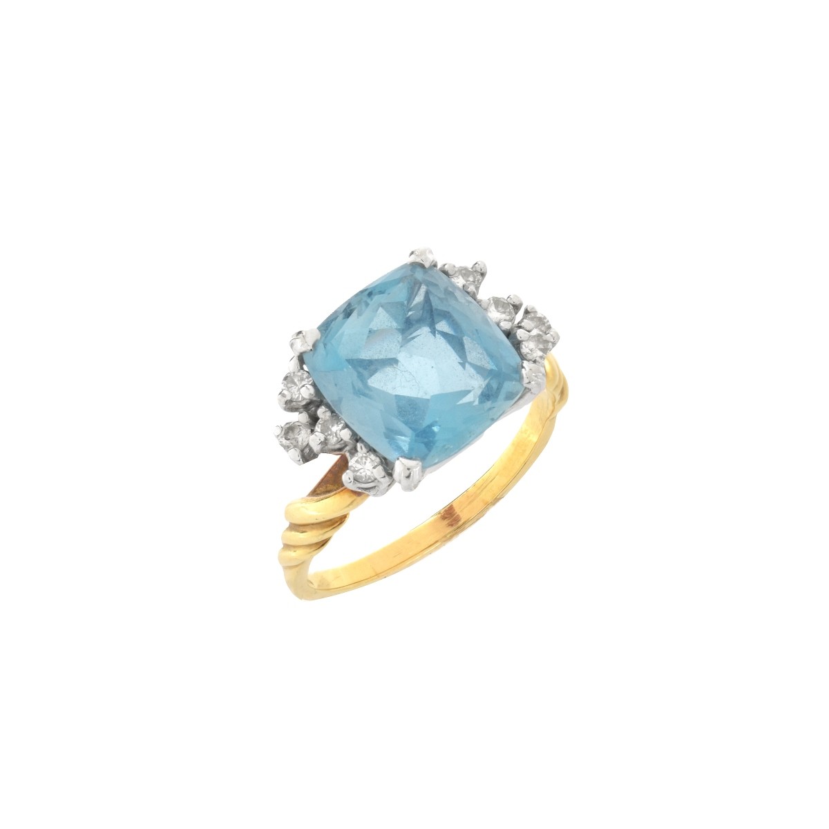 Aquamarine, Diamond and 10K Ring