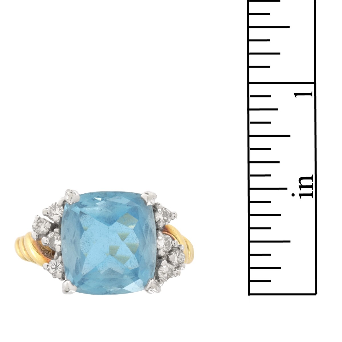 Aquamarine, Diamond and 10K Ring