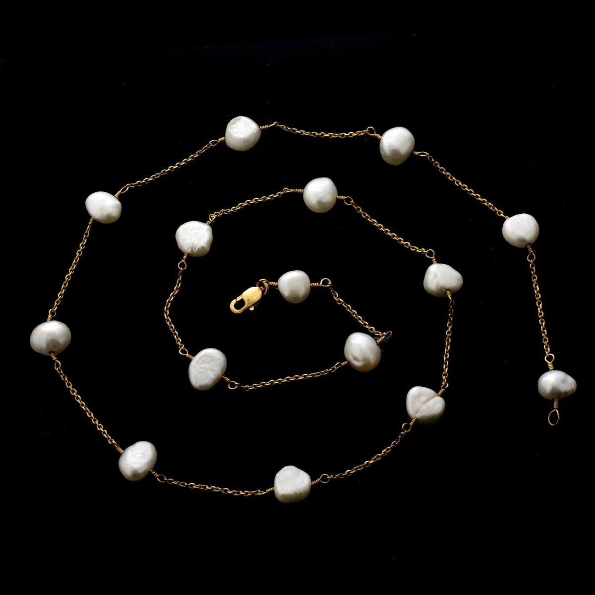 Pearl and 14K Necklace and Bracelet