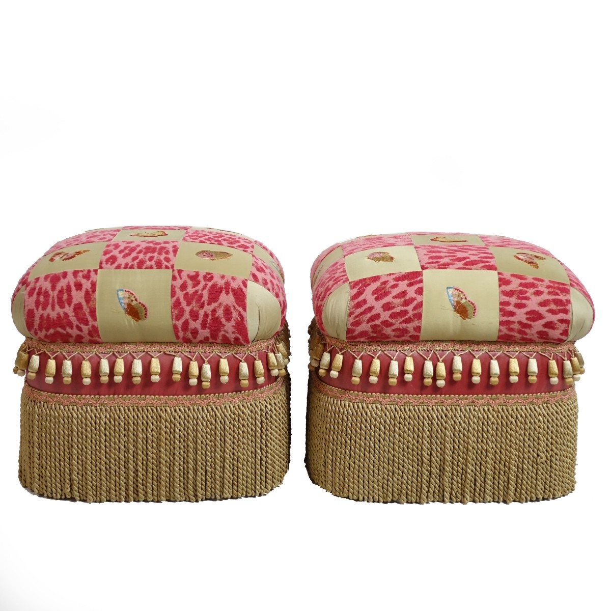 Pair of Modern Upholstered Pouffes