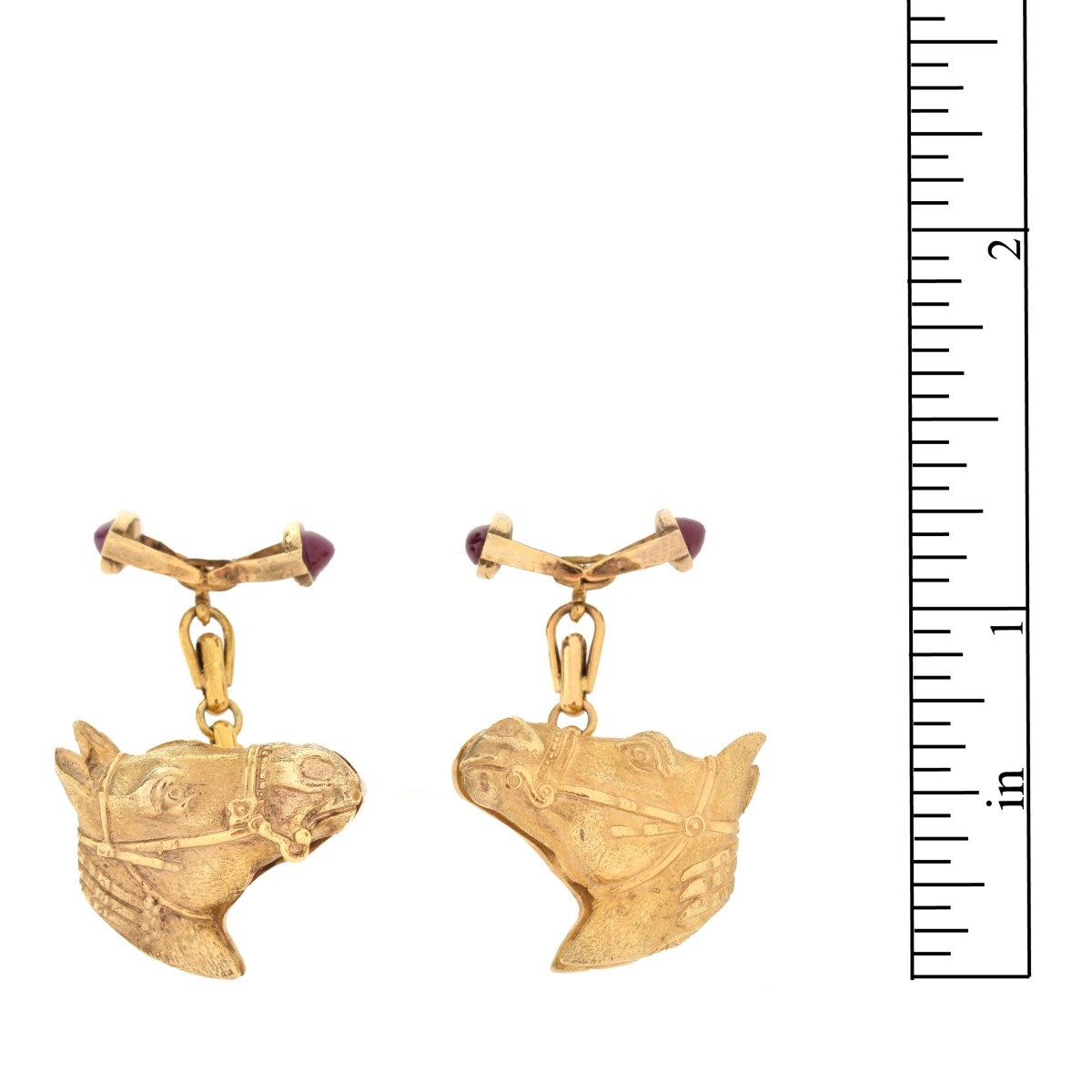 Russian Faberge 14K and Ruby Cufflinks