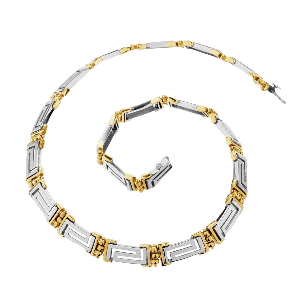 18K Greek Key Link Necklace