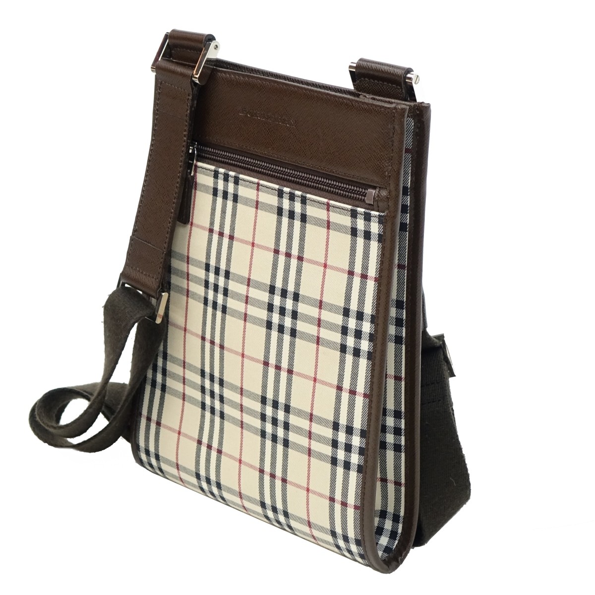Burberry House Check Leather Crossbody Tote.