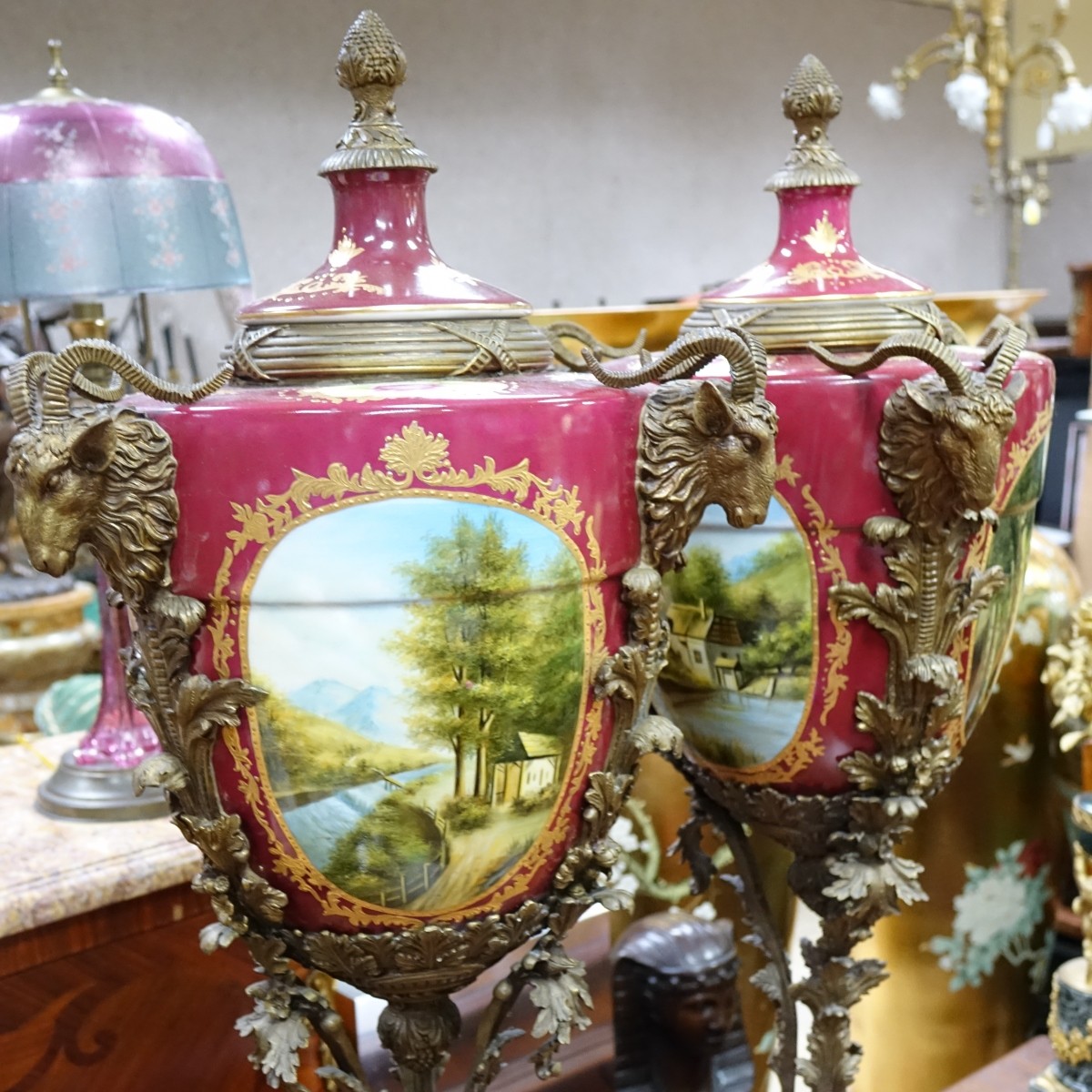 Pair of Limoges Sevres Style Urns
