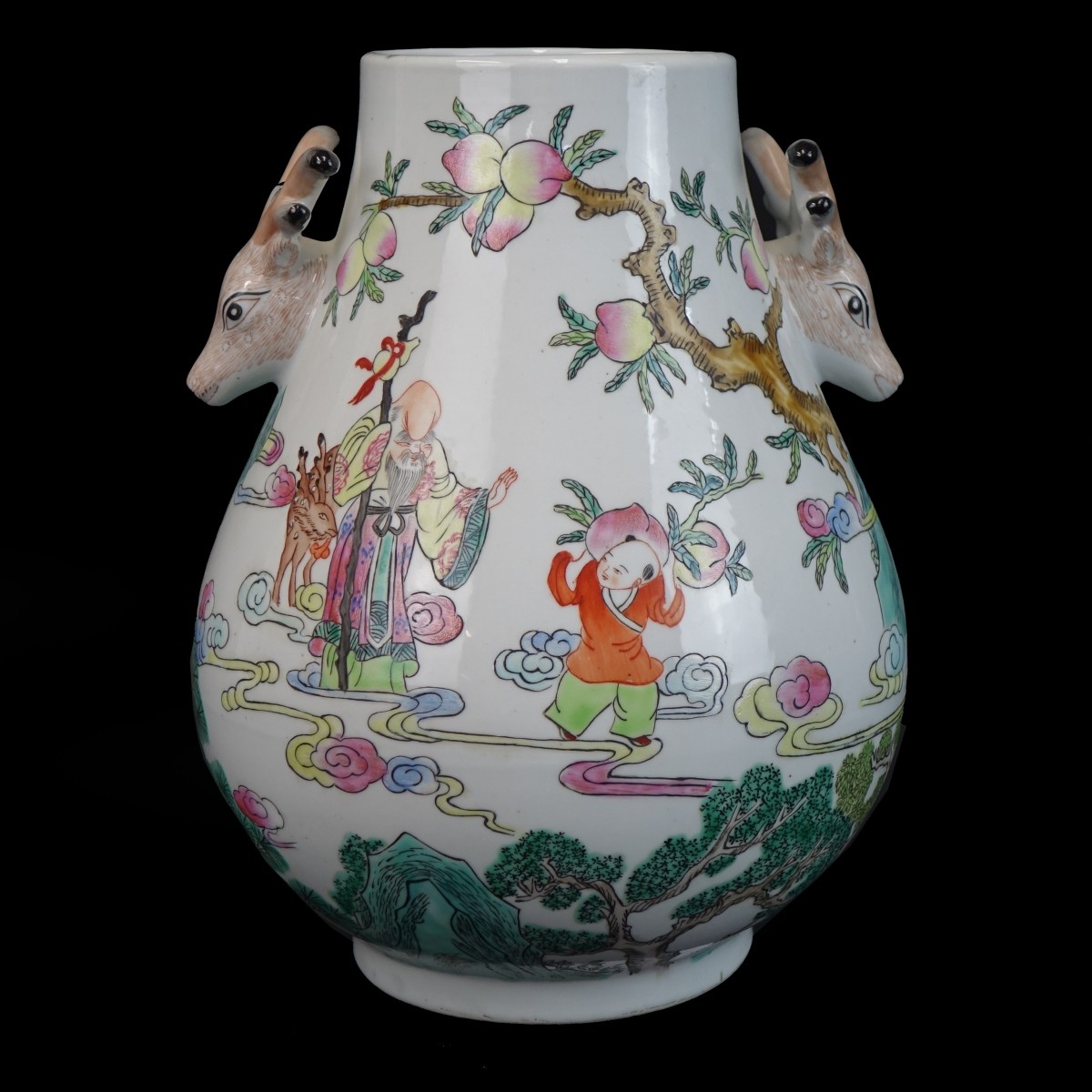 Chinese Vase with Deer Handles