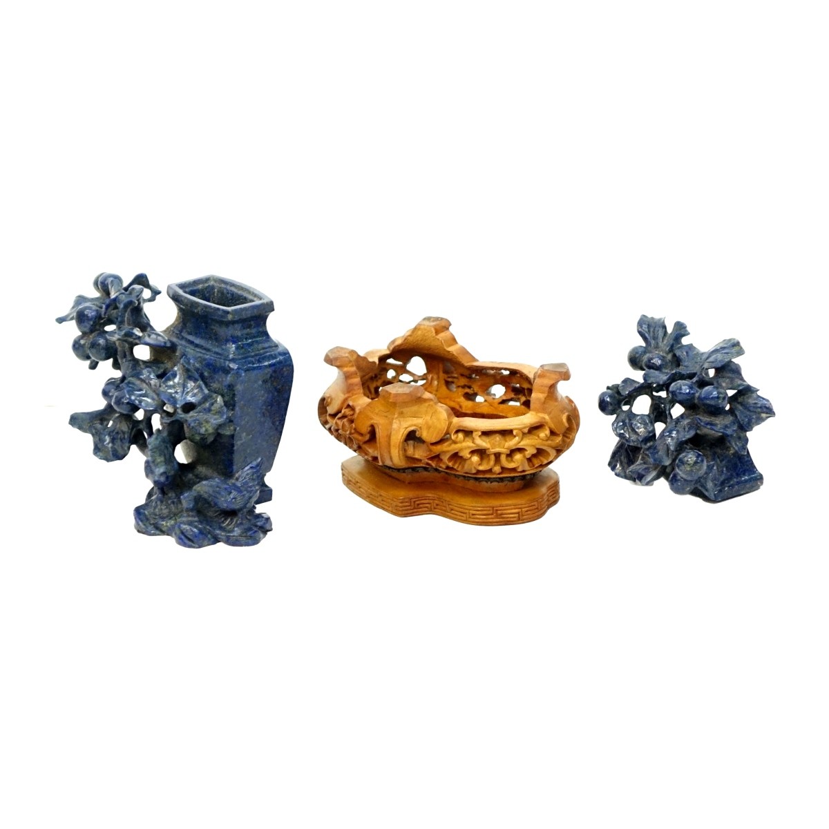 Chinese Carved Lapis Lazuli Covered Censor