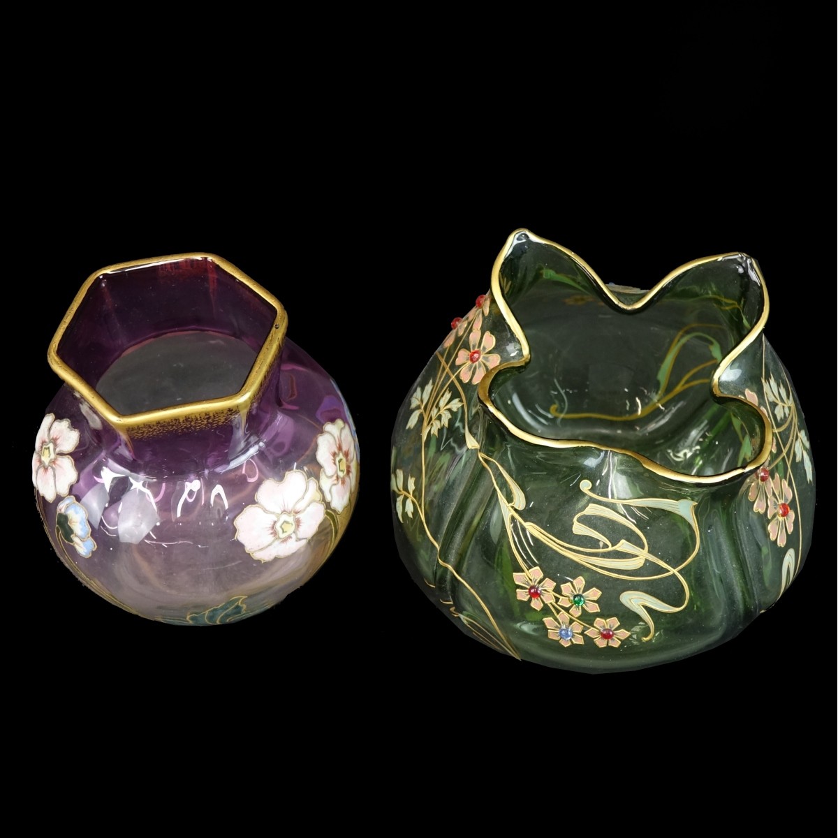 (2) Mount Joy Art Glass Vases