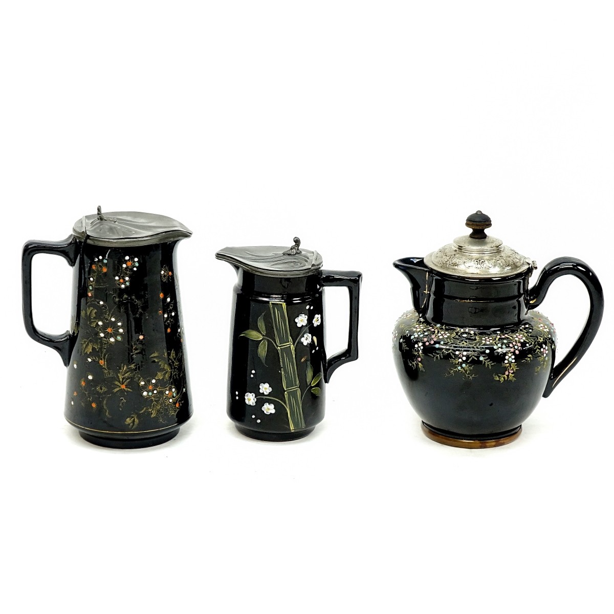 Antique Victorian Pitcher with Pewter Tops