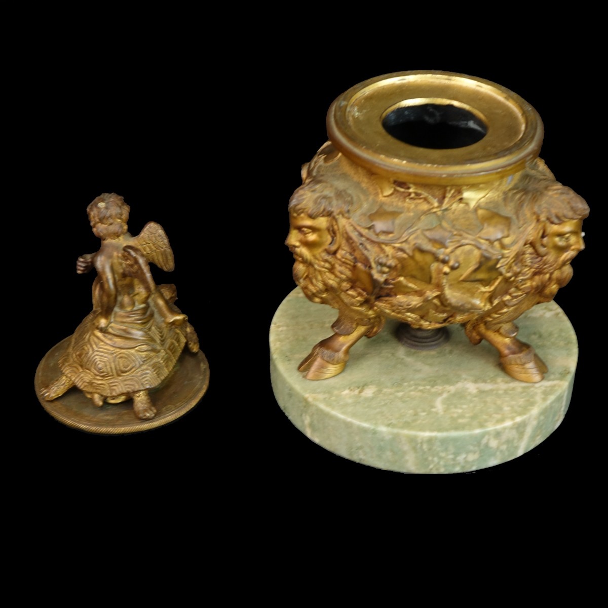Gilt Bronze and Marble Inkwell