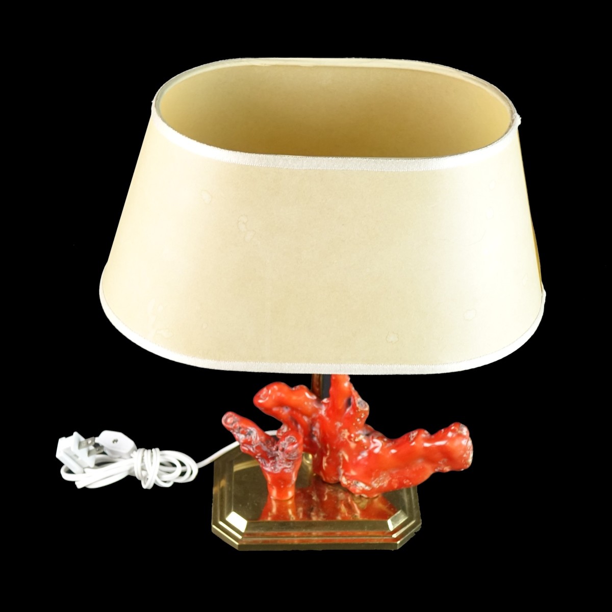Vintage Brass Lamp with Coral Mount