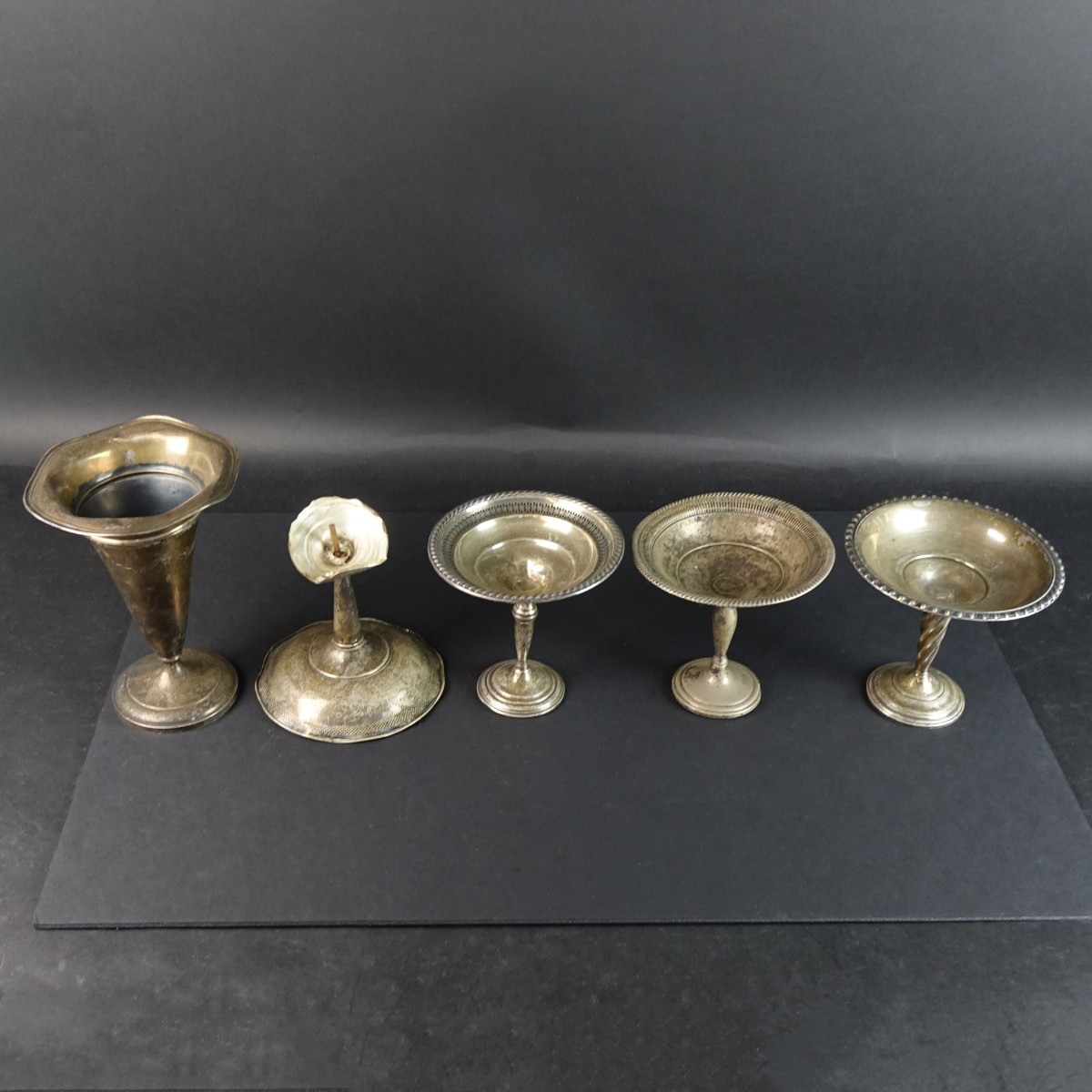 Weighted Sterling Silver Compotes and Vase