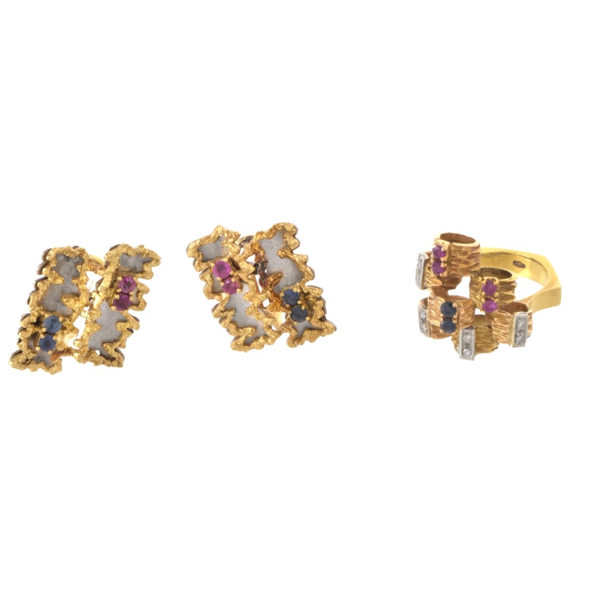 Gemstone and 18K Ring and Earrings