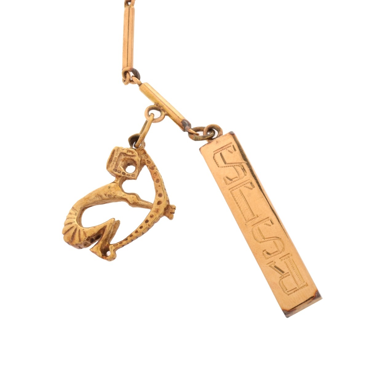 14K Pocket Watch Chain and Fob