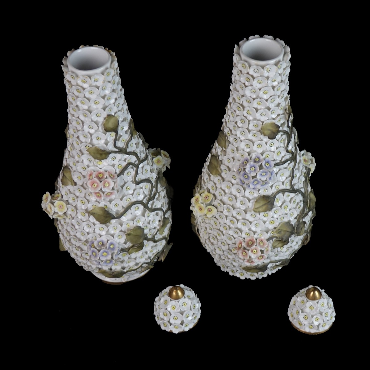 Pair of 20th C. Dresden Style Vases