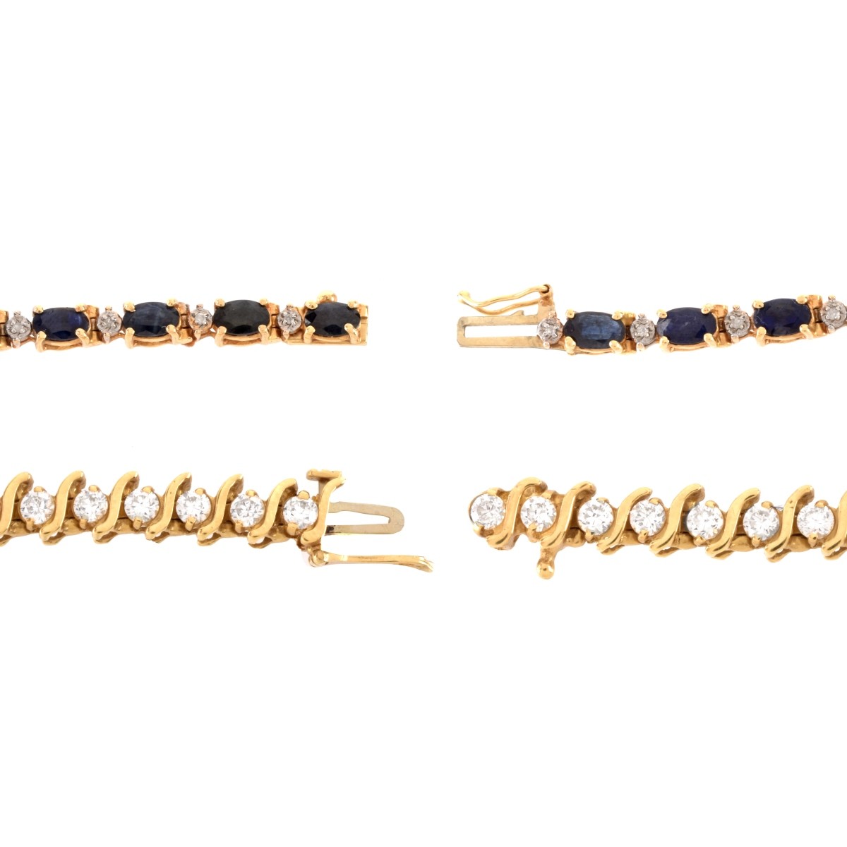 Two Gemstone and 14K Bracelets
