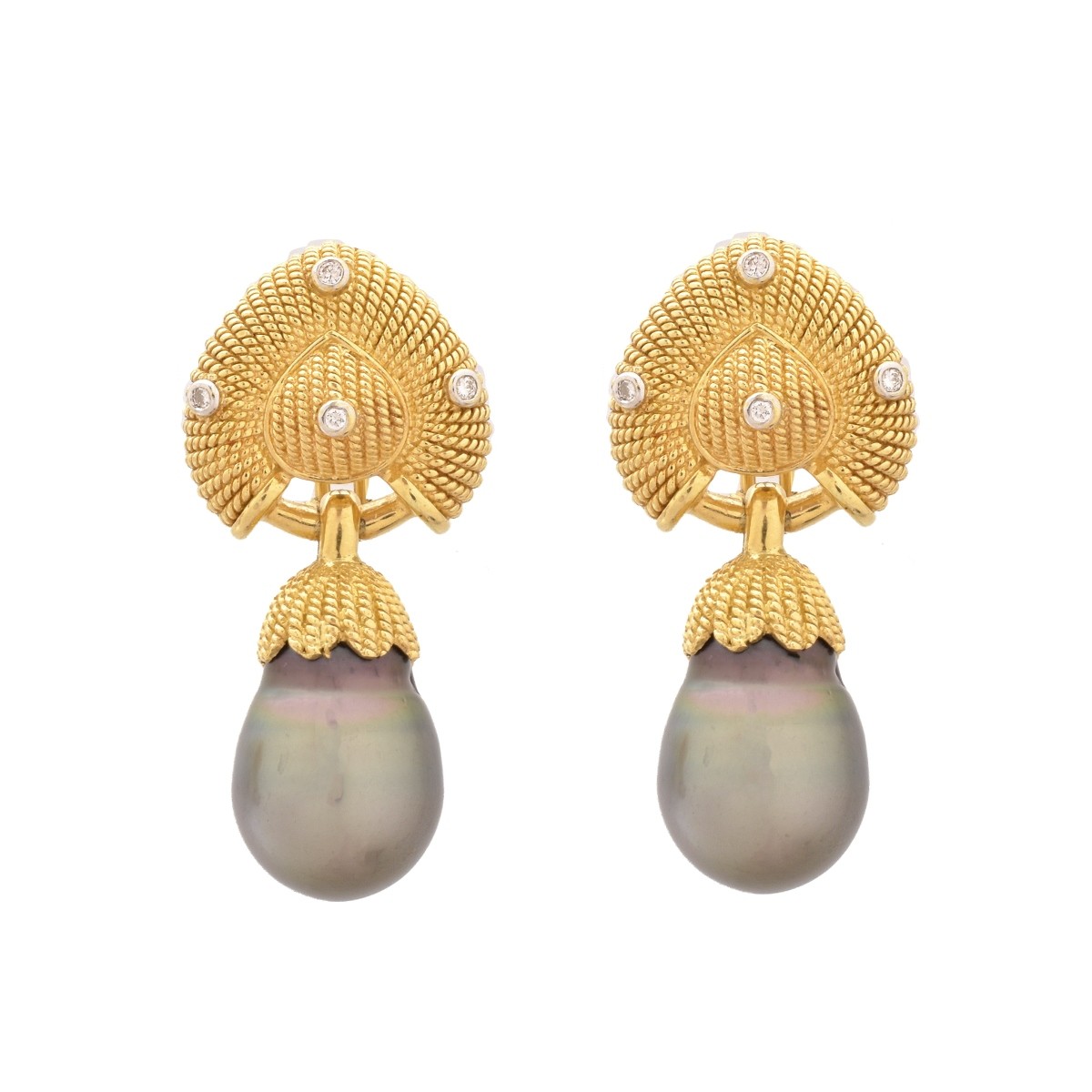 Pearl, Diamond and 18K Earrings