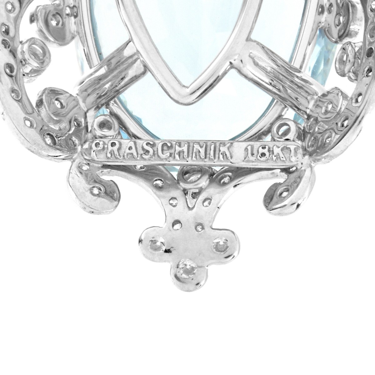 GIA Aquamarine, Diamond and 18K Pendant